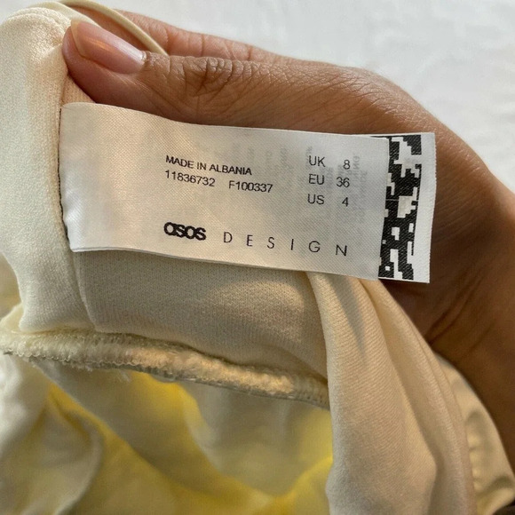 ASOS DESIGN shirred body swimsuit in cream Spaghetti straps Brief cut Size 4 - Picture 3 of 6